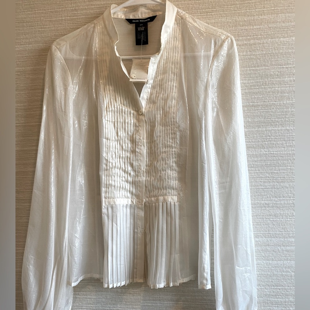 Club Monaco Pearl iridescent button down shirt / blouse